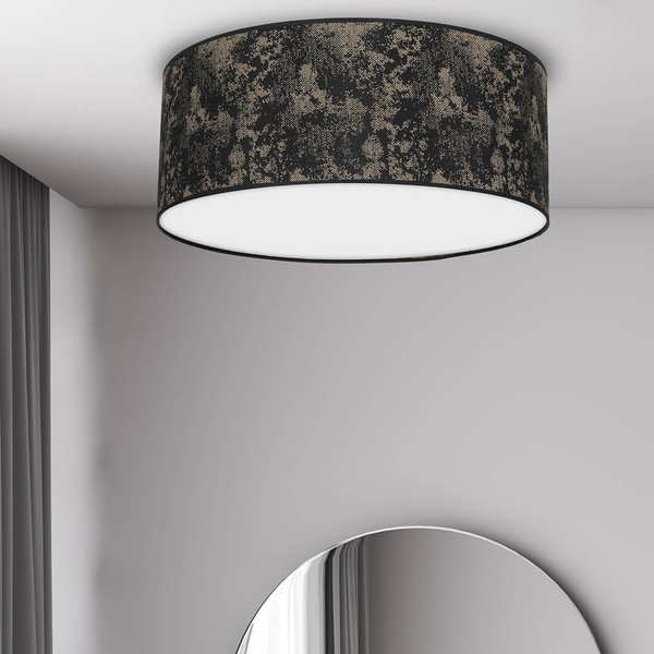 Nasufitowa lampa nowoczesna Satino z abażurem czarna złota