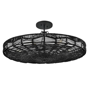 Ażurowa wisząca lampa Ophelia QN-OPHELIA-6P-BK-BK rattan czarny