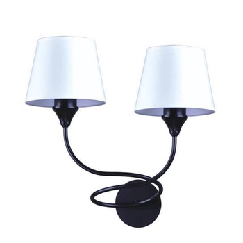 Podwójny kinkiet ścienny Tabor K-3413 Kaja tkanina biała czarna