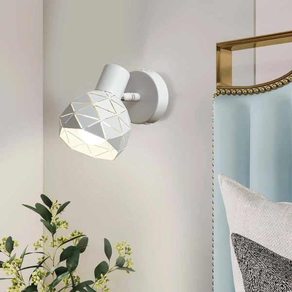Geometryczna LAMPA ścienna REUS LP-8069/1WS WH Light Prestige metalowa OPRAWA regulowany kinkiet biały