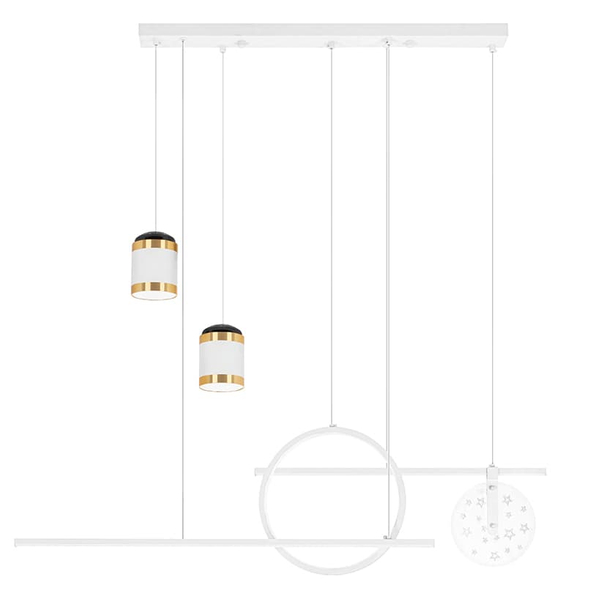 Wisząca lampa ledowa Stars MSE010100343 Moosee 46W 3000K tuby białe złote