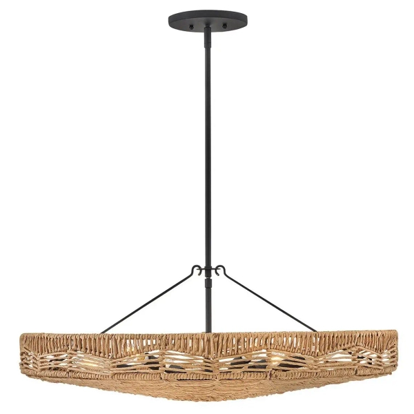 Wisząca lampa nad wyspę Ophelia QN-OPHELIA-6P-BK-CAM rattan brązowy