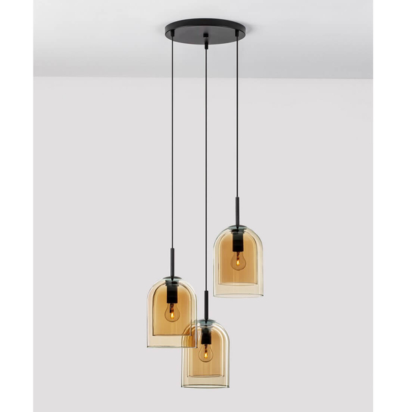 Lampa wisząca szklana Bonao LE42643 czarna bursztynowa