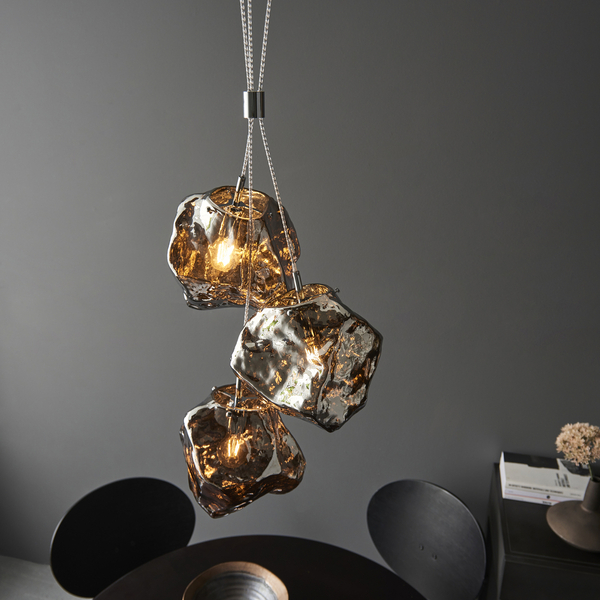Lampa wisząca Rock 97657 Endon 3-punktowa zwis kamienie chrom