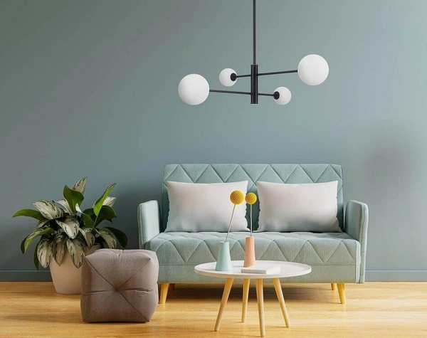 Loftowa LAMPA sufitowa DORADO LP-002/6P Light Prestige metalowa OPRAWA szklane kule plafon molekuły miedziane białe