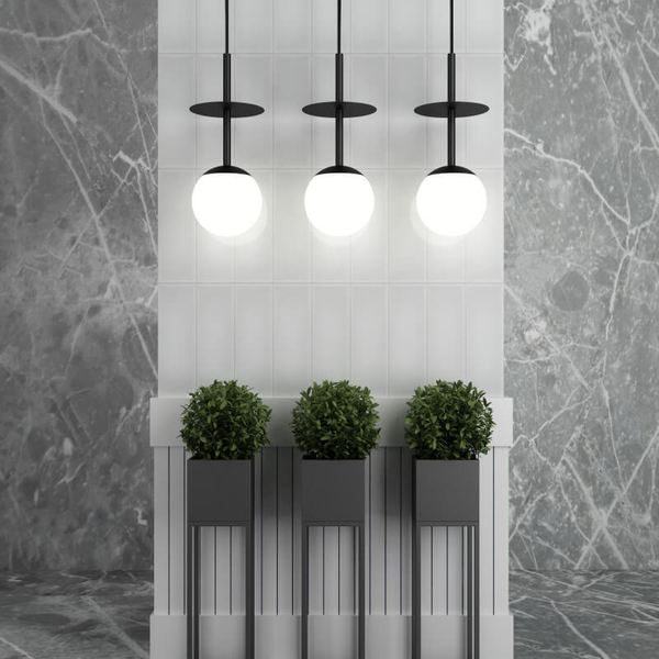 Wisząca lampa szklana Plaat PLA122P0 kula ball biała czarna