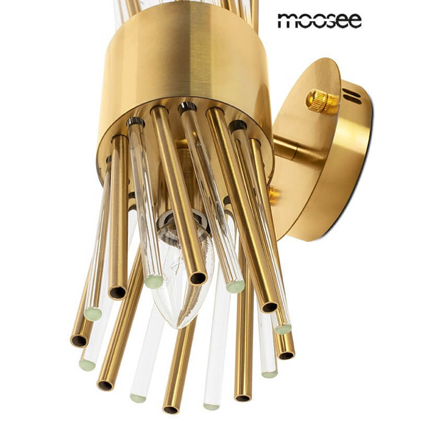 Szklana lampa na ścianę Lorenzo MSE010100338 Moosee metalowa kryształowa złota