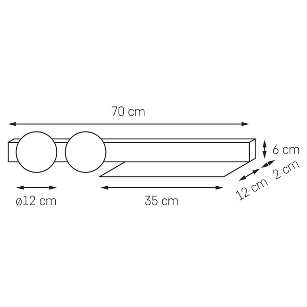LAMPA ścienna BOTANICA 20852201 Kaspa metalowa OPRAWA półka KINKIET kule balls białe
