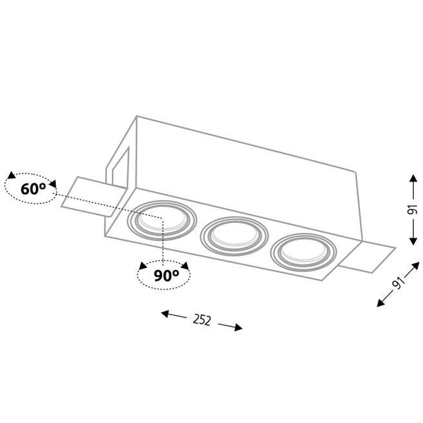 Podtynkowa LAMPA sufitowa OMURA 7310 Shilo prostokątna OPRAWA wpuszczana regulowana metalowy wpust biały