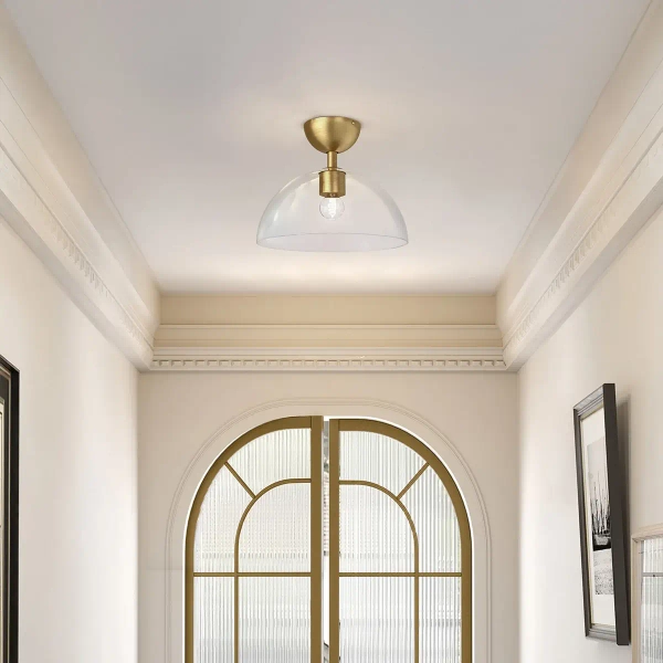 Minimalistyczna sufitowa lampa Jude ALM-JUDE-SF-GD-CL szklana złota