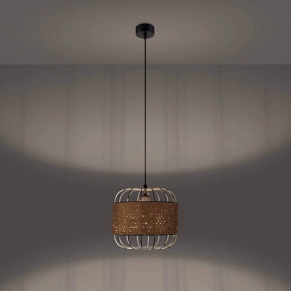 Wisząca lampa naturalna Fost SL.1252 druciana metalowa czarna