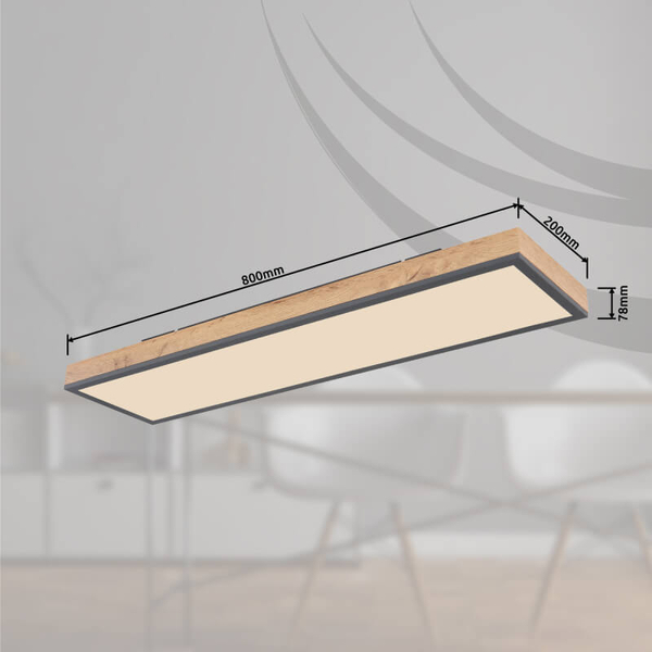 Podłużny plafon Doro 416080WD4-CCT LED 24W CCT prostokąt grafit drewniany