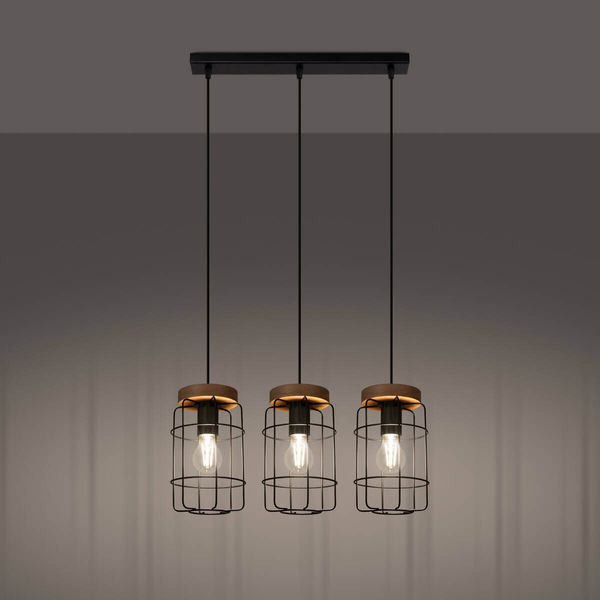 Potrójna lampa wisząca Gotto SL.1264 loft na listwie czarna