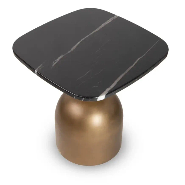 Metalowy stolik kawowy RINGO MM001501100392 czarny złoty dekor marmuru 50cm
