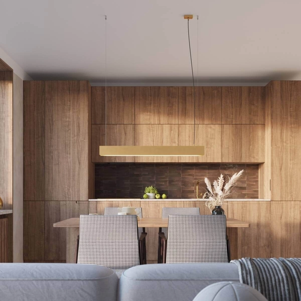 Lampa zwis nad wyspę Spark SL.1396 prostokątna do jadalni złota