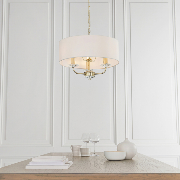 Wisząca lampa Nixon 70560 Endon z abażurem mosiądz ecru