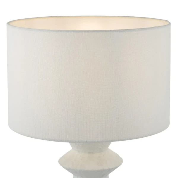 Abażurowa nocna lampka Bidelia BID422 lniana na komodę biała