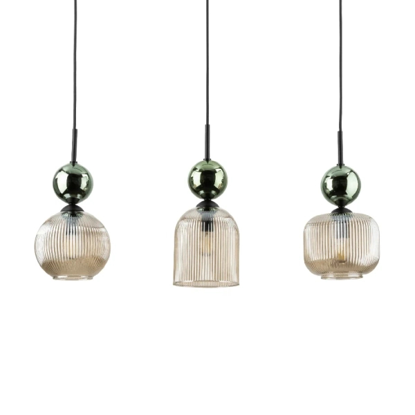 Glamour wisząca lampa na belce Sophia Green 11147 szklana zielony