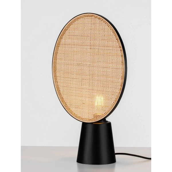 Ratanowa lampa stołowa COLVERZO LE45386 z wtyczką drewniana czarna
