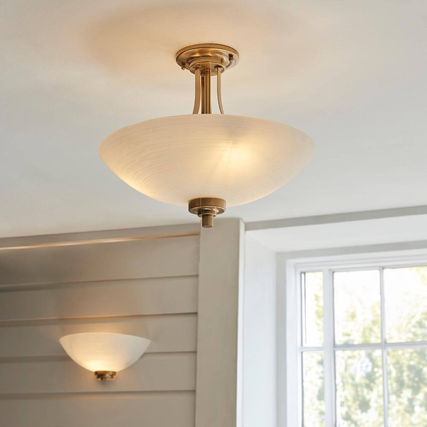 Lampa ścienna półokrągła Welles 112439 szklana biała mosiądz