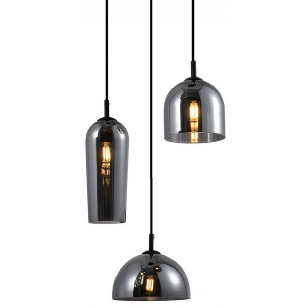 Wisząca lampa kaskada AZ3336 BLANCA 3 Azzardo dymione szkło czarna