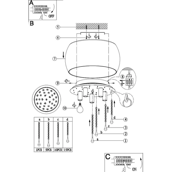 Sufitowa LAMPA glamour KALLA 15809D Globo szklana OPRAWA plafon pałacowy z kryształkami przezroczysty przydymiony chromowany