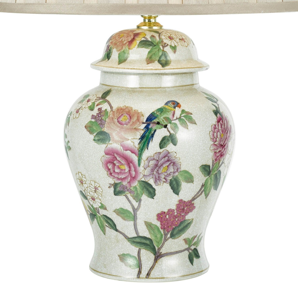 Lampa stołowa prowansalska Peony PEO4255+DEG1629 Dar Lighting kwiaty écru