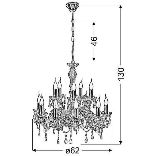 Pałacowa lampa wisząca MARIA TERESA 30-94608 świecznikowy kryształki złote