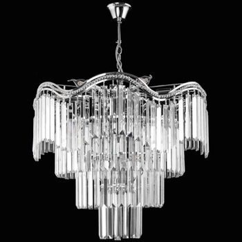 Pałacowa LAMPA wisząca VEN E1735/9 CR kryształowa OPRAWA crystal glamour ZWIS na łańcuchu chrom