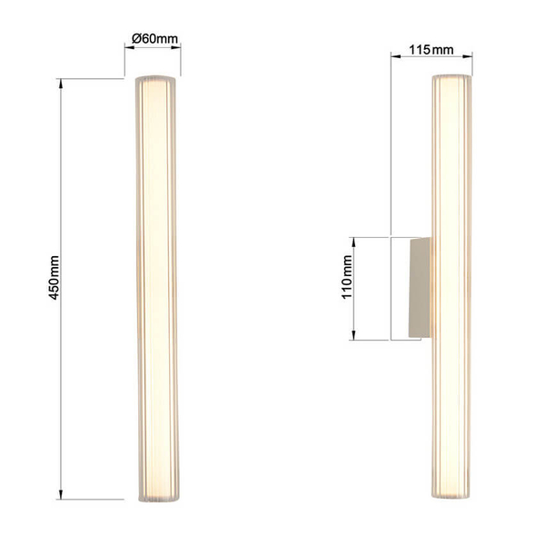 Kinkiet ścienny Linea LP-0510/1W-45 CH LED 8W 3000-6000K IP44 chrom