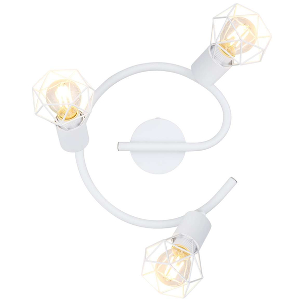 Druciana LAMPA sufitowa XARA I 54802W-3 Globo metalowa OPRAWA industrialny plafon spirala biała