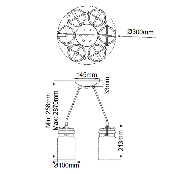 Zwisająca lampa Brinley KL-BRINLEY6-NI Kichler szklana przezroczysta nikiel