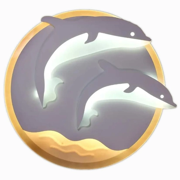 LAMPA sufitowa VEN P-666/1 dekoracyjna OPRAWA plafon LED 74W delfiny biały