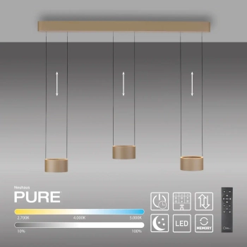 Wisząca lampa sterowana na pilot PURE CLIPSE brązowa 2473-97 3xLED 5W 2200-5000K CCT