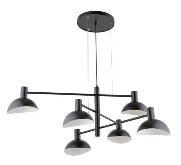 6-punktowa lampa wisząca Artis czarna industrial do pokoju