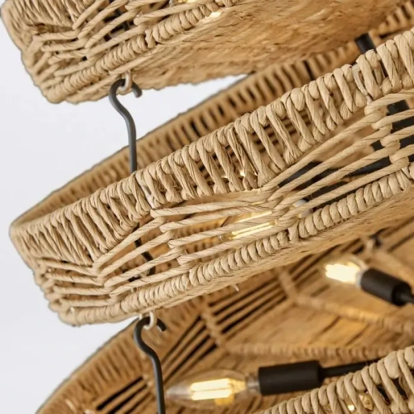 Ekologiczny żyrandol do salonu Ophelia QN-OPHELIA-13P-BK-CAM rattan brązowy