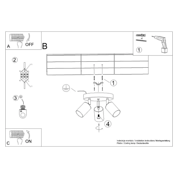 Regulowany plafon Winx SL.1369 Sollux tuba do kuchni chrom czarny