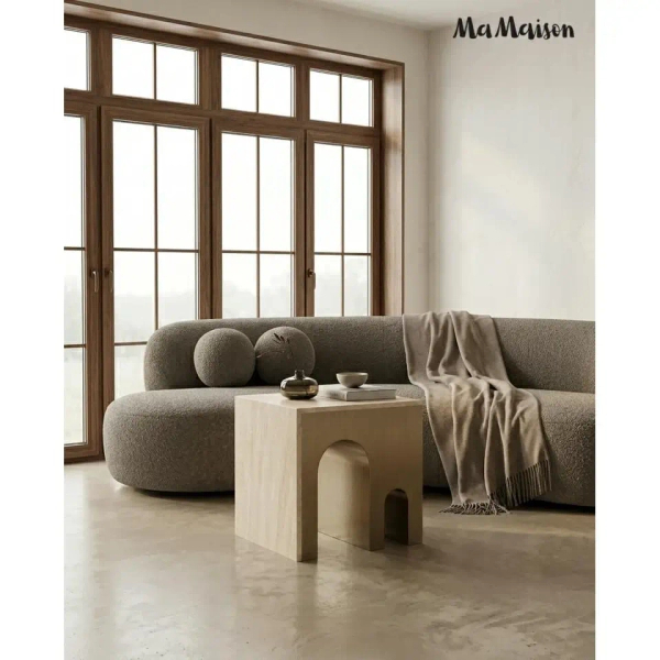 Stolik do nowoczesnych wnętrz KORI MM001501100378 złoty trawertyn 50cm