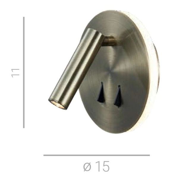 Kinkiet LAMPA ścienna NEMO SP.7348-02A-ANT-B Italux okrągła OPRAWA metalowa LED 9W 3000K regulowana tuba mosiądz