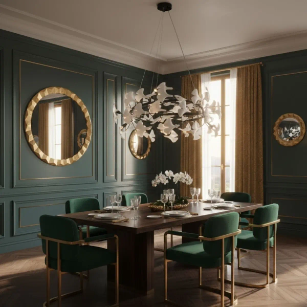 Lampa wisząca dekoracyjna BOTANIKA XY080P-150 złota biała metalowa G9 15-punktowa nad stół