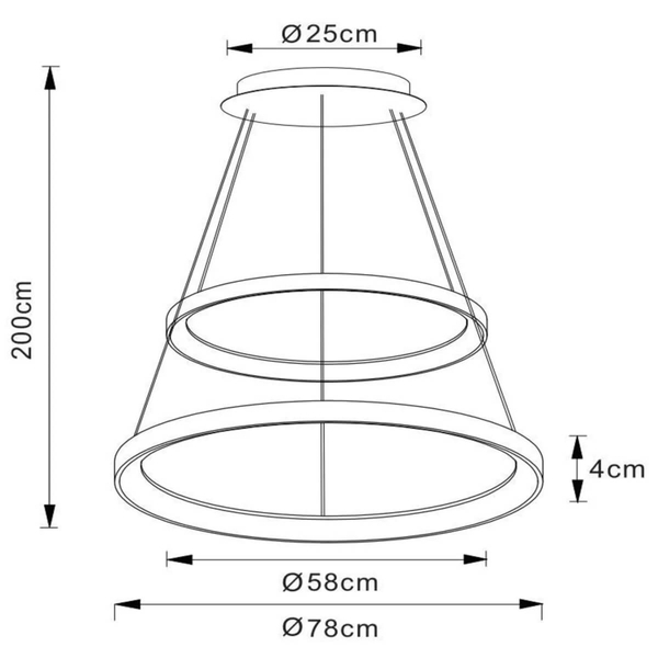Czarna lampa wisząca Vidal rings LED 92W 2700K zwis do jadalni