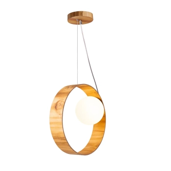 Okrągła lampa wisząca Sfera QN-SFERA-1P-TEAK szklana kula brązowy biały