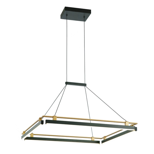 Kwadratowa lampa wisząca Merlot PND-54638S-44W-3K-BK-GD Italux LED 44W 3000K złoty czarny