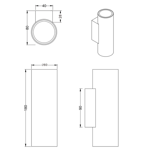 Ścienna lampa nowoczesna VANTOS DL232212400 do przedpokoju czarna