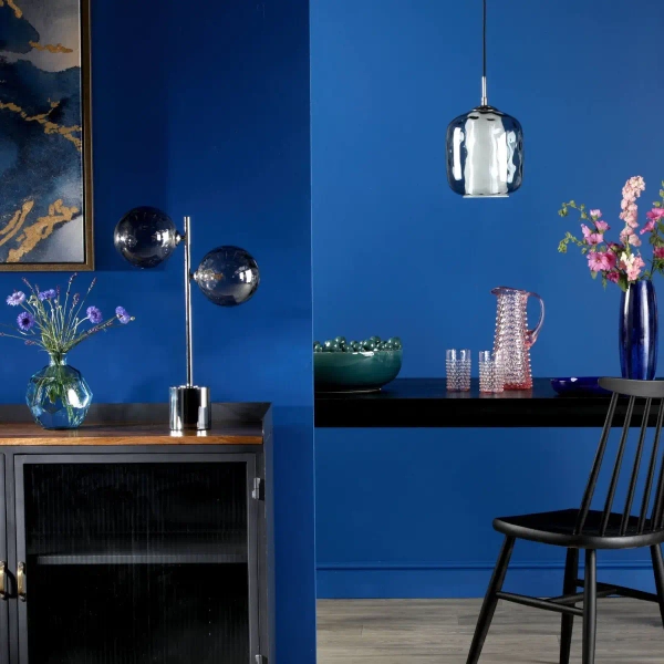 Wisząca szklana lampa Majella MAJ0150 do jadalni przydymiony chrom