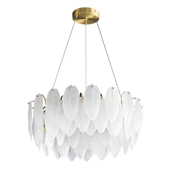 Lampa wisząca glamour PIUMA ST-6289-6 Step do jadalni biała mosiądz