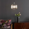 Regulowana wisząca lampa Demarius DEM0108 ryflowany szklany przezroczysty