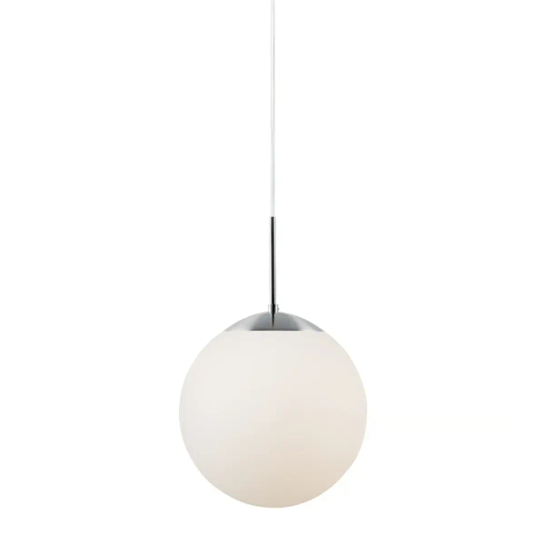 Wisząca lampa szklana kula CAFE 39563001 do salonu biały srebrny