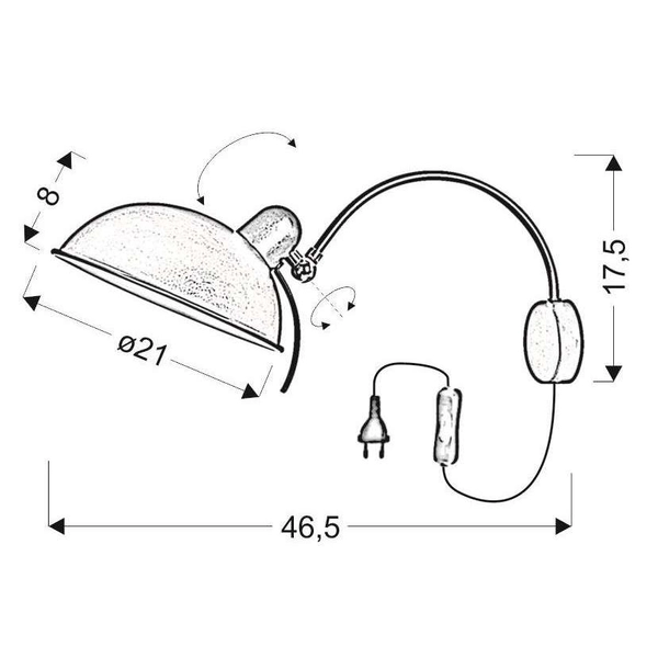 Kinkiet ścienny NORA 21-53602 regulowana metalowy reflektorek czarna