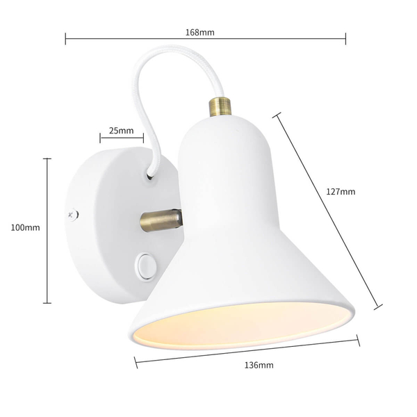 Kinkiet LAMPA ścienna ASTAMA LP-1122/1W WH Light Prestige industrialna OPRAWA metalowa regulowana biała